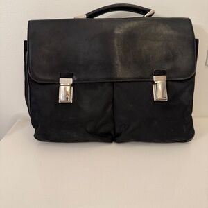 Authentic Prada Black Nylon & Leather Briefcase Laptop Bag – Classic Style